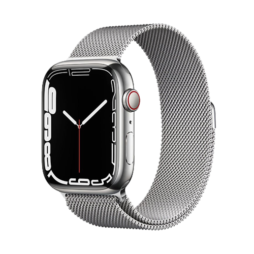 Location APPLE Watch Series 7 boîtier en Acier Inoxydable Argent bracelet Milanais Argent | APPLE