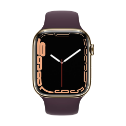 Location APPLE Watch Series 7 boîtier en Acier Inoxydable Or bracelet Sport Cerise Noire | APPLE