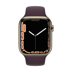 Location APPLE Watch Series 7 boîtier en Acier Inoxydable Or bracelet Sport Cerise Noire | APPLE